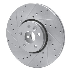 Volvo XC60 Brake Rotor (1) - Front Left - R1 Concepts - Drilled & Slotted - Silver - `10-`16